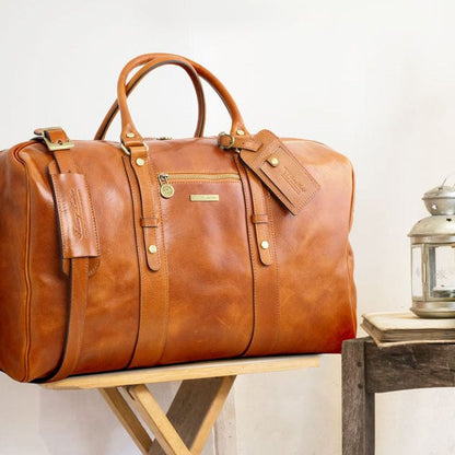 Leather Travel bags TL Voyager - Leather travel bag with front pocket | TL142140 San Rocco Italia