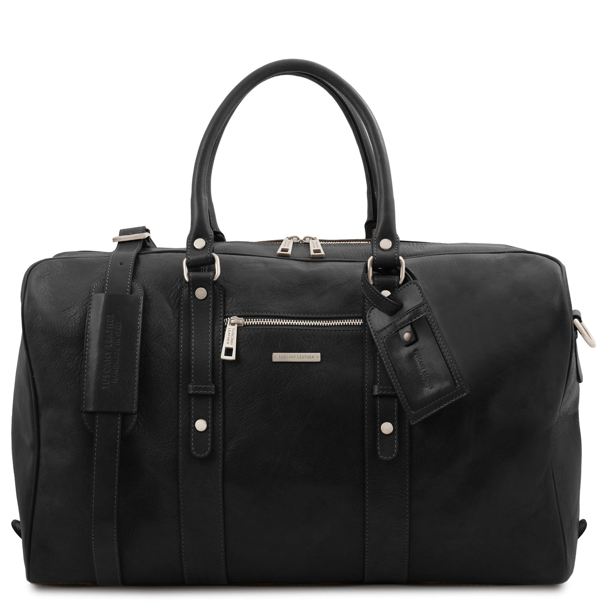 Leather Travel bags Black TL Voyager - Leather travel bag with front pocket | TL142140 San Rocco Italia