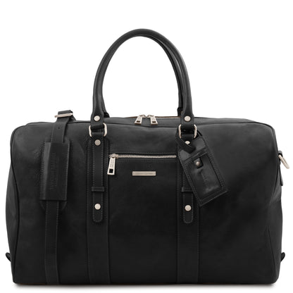 Leather Travel bags Black TL Voyager - Leather travel bag with front pocket | TL142140 San Rocco Italia
