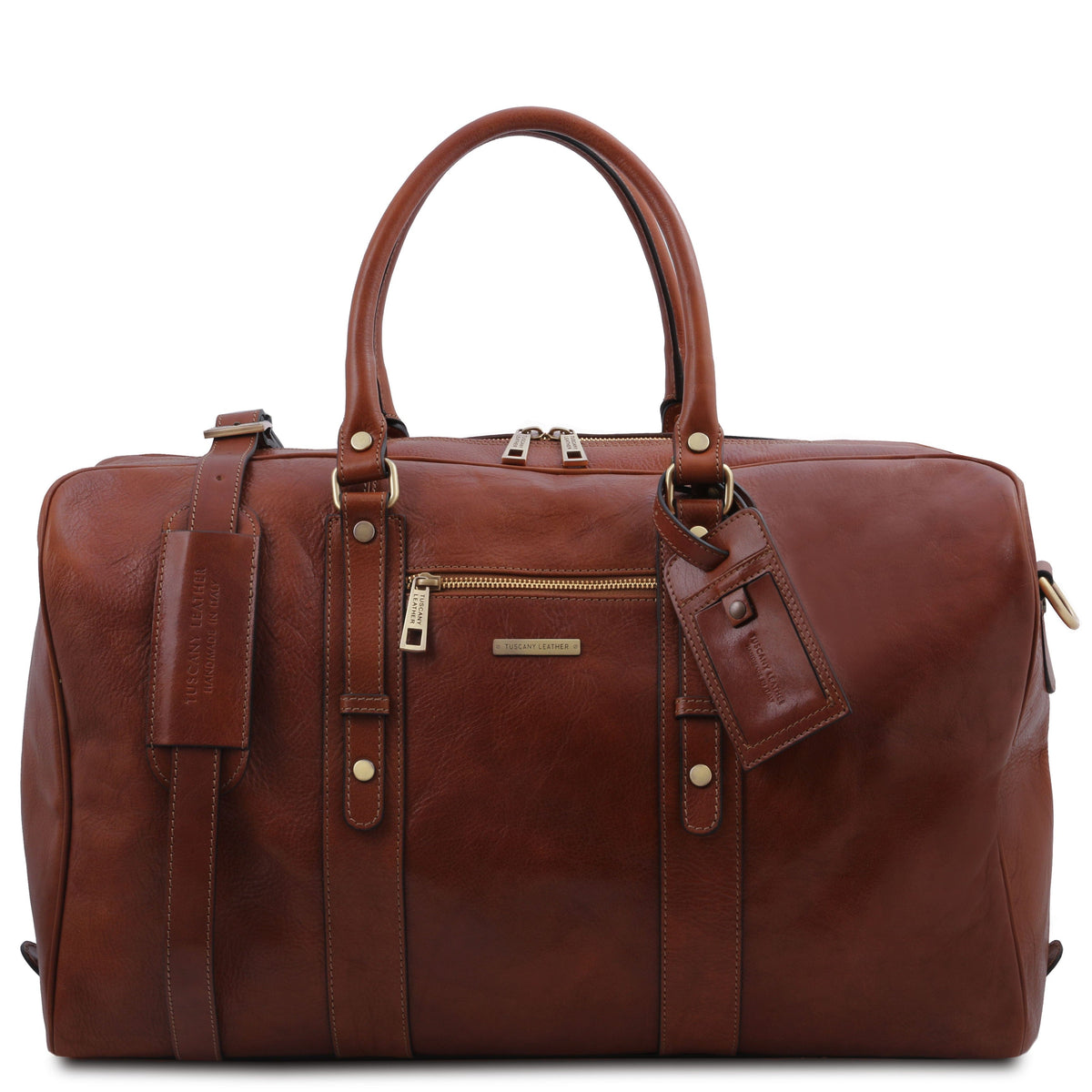 Leather Travel bags Brown TL Voyager - Leather travel bag with front pocket | TL142140 San Rocco Italia