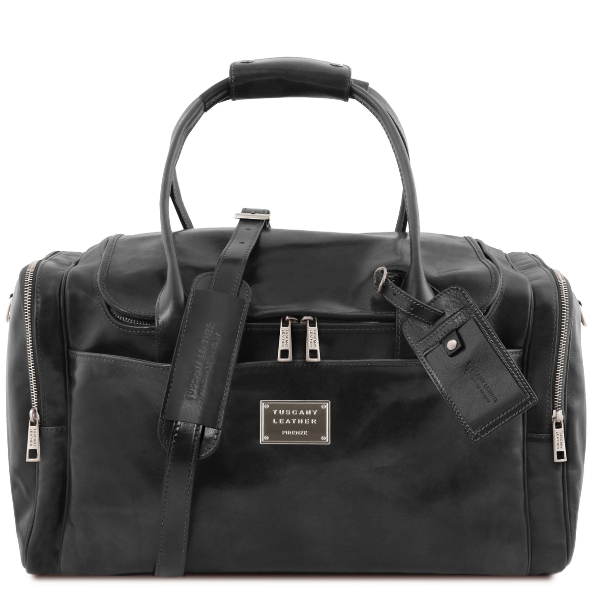 Sacs de voyage en cuir Noir TL Voyager - Sac de voyage en cuir avec poches latérales | TL142141 San Rocco Italia
