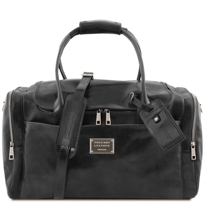 Sacs de voyage en cuir Noir TL Voyager - Sac de voyage en cuir avec poches latérales | TL142141 San Rocco Italia
