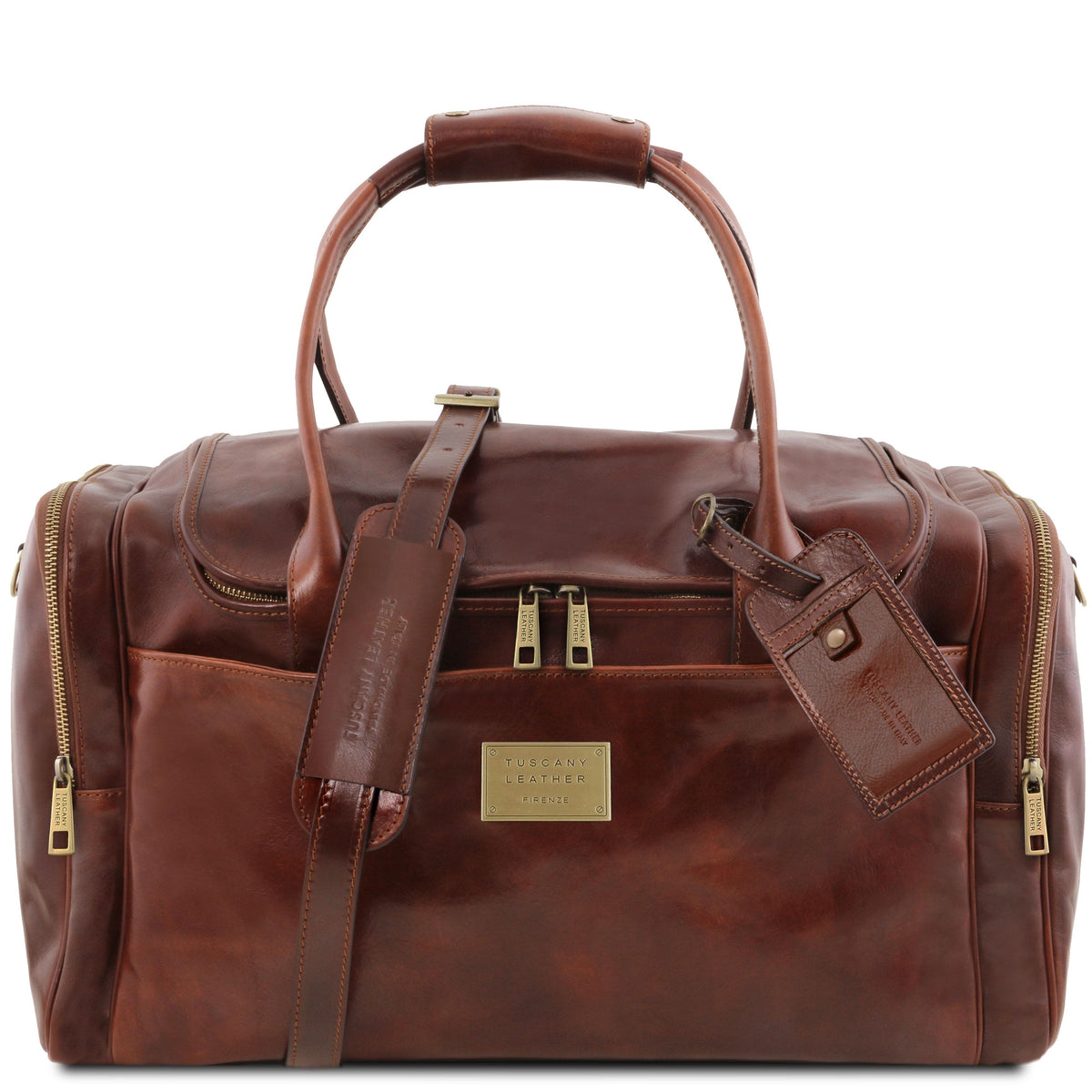 Sacs de voyage en cuir Marron TL Voyager - Sac de voyage en cuir avec poches latérales | TL142141 San Rocco Italia
