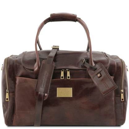 Sacs de voyage en cuir Marron foncé TL Voyager - Sac de voyage en cuir avec poches latérales | TL142141 San Rocco Italia