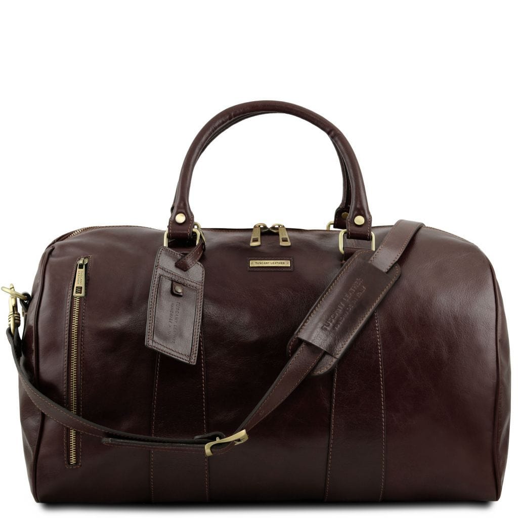Leather Travel bags Dark Brown TL Voyager - Travel leather duffle bag - Large size | TL141794 San Rocco Italia