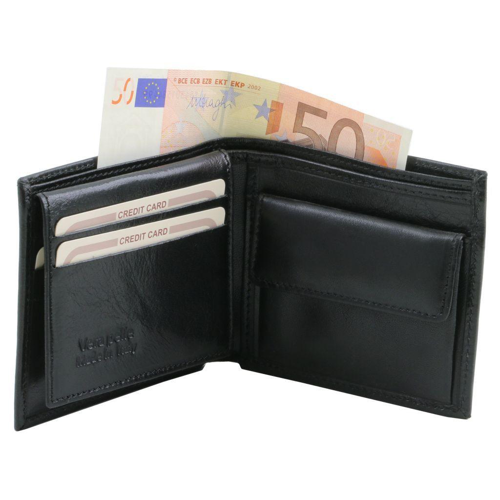 Leather wallets for men Exclusive 3 fold leather wallet for men with coin pocket | TL141377 San Rocco Italia