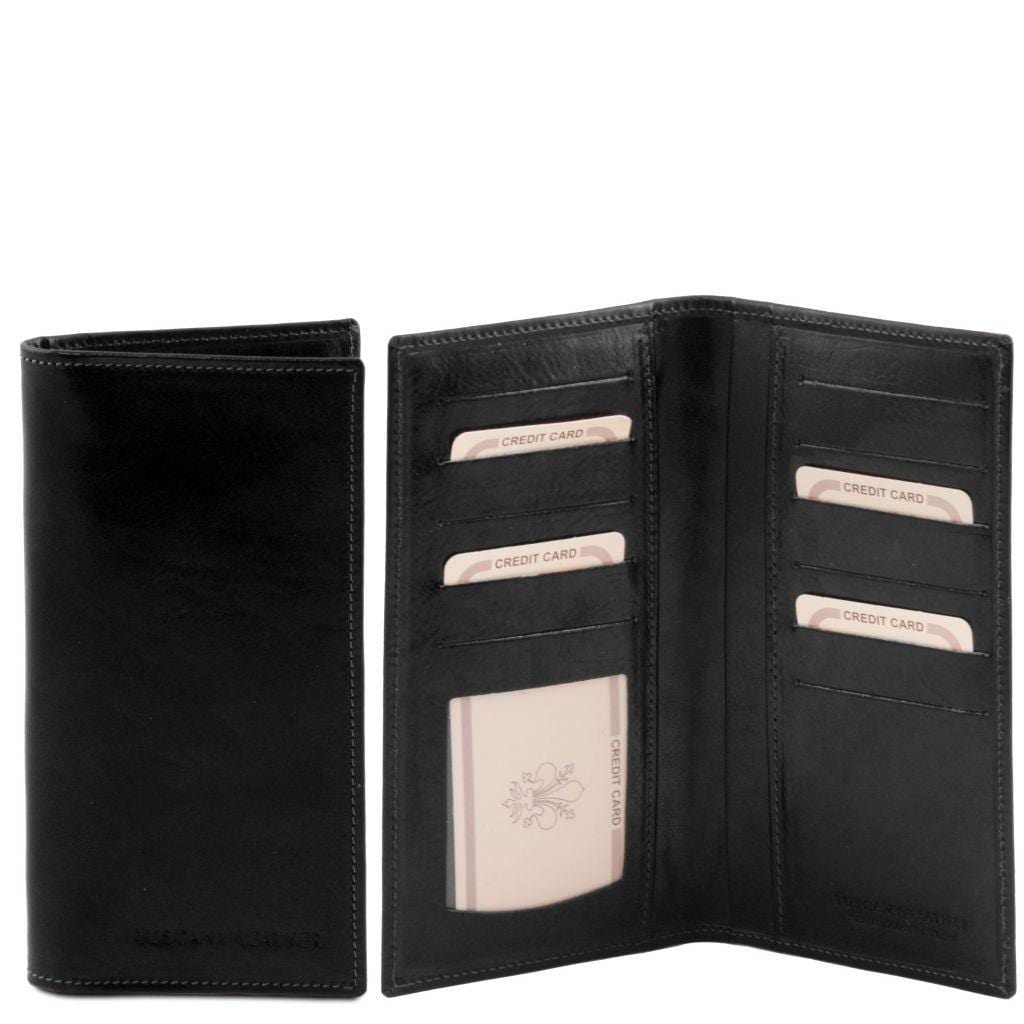 Portefeuilles homme en cuir Noir Portefeuille exclusif vertical en cuir à deux volets | TL140784 San Rocco Italia