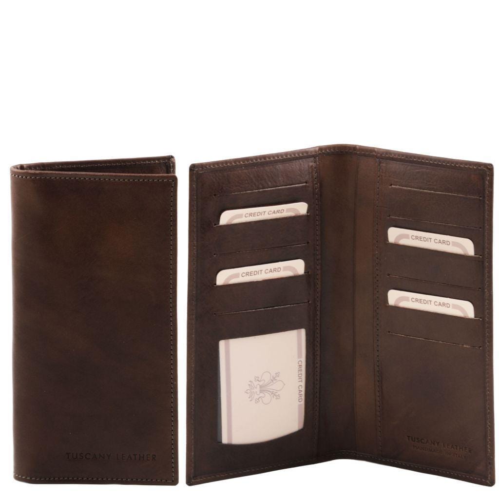 Portefeuilles homme en cuir Marron foncé Portefeuille exclusif vertical en cuir à deux volets | TL140784 San Rocco Italia