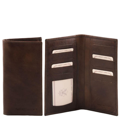 Portefeuilles homme en cuir Marron foncé Portefeuille exclusif vertical en cuir à deux volets | TL140784 San Rocco Italia