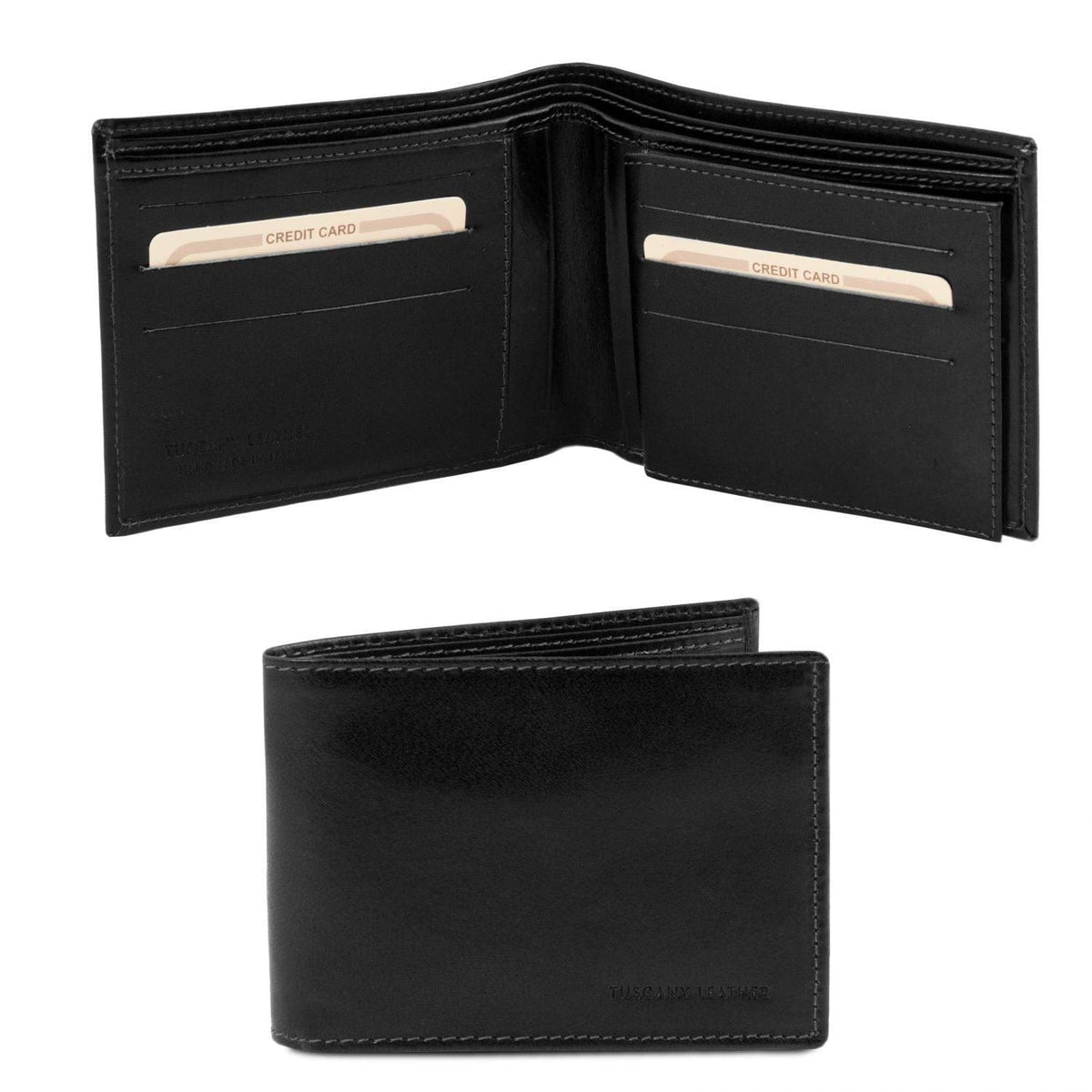 Leather wallets for men Black Exclusive leather 3 fold wallet for men | TL140817 San Rocco Italia
