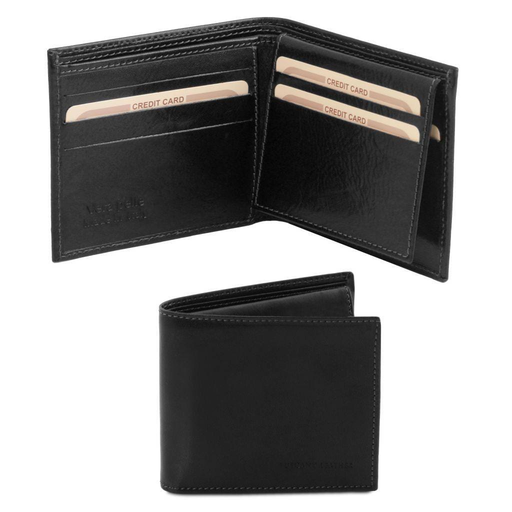 Portefeuilles homme en cuir Noir Portefeuille homme exclusif en cuir à trois volets | TL141353 San Rocco Italia