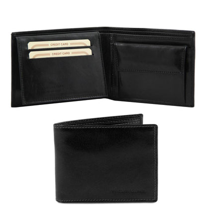Carteras de piel para hombre Negro Cartera exclusiva de piel para hombre, tríptica y con monedero | TL140763 San Rocco Italia