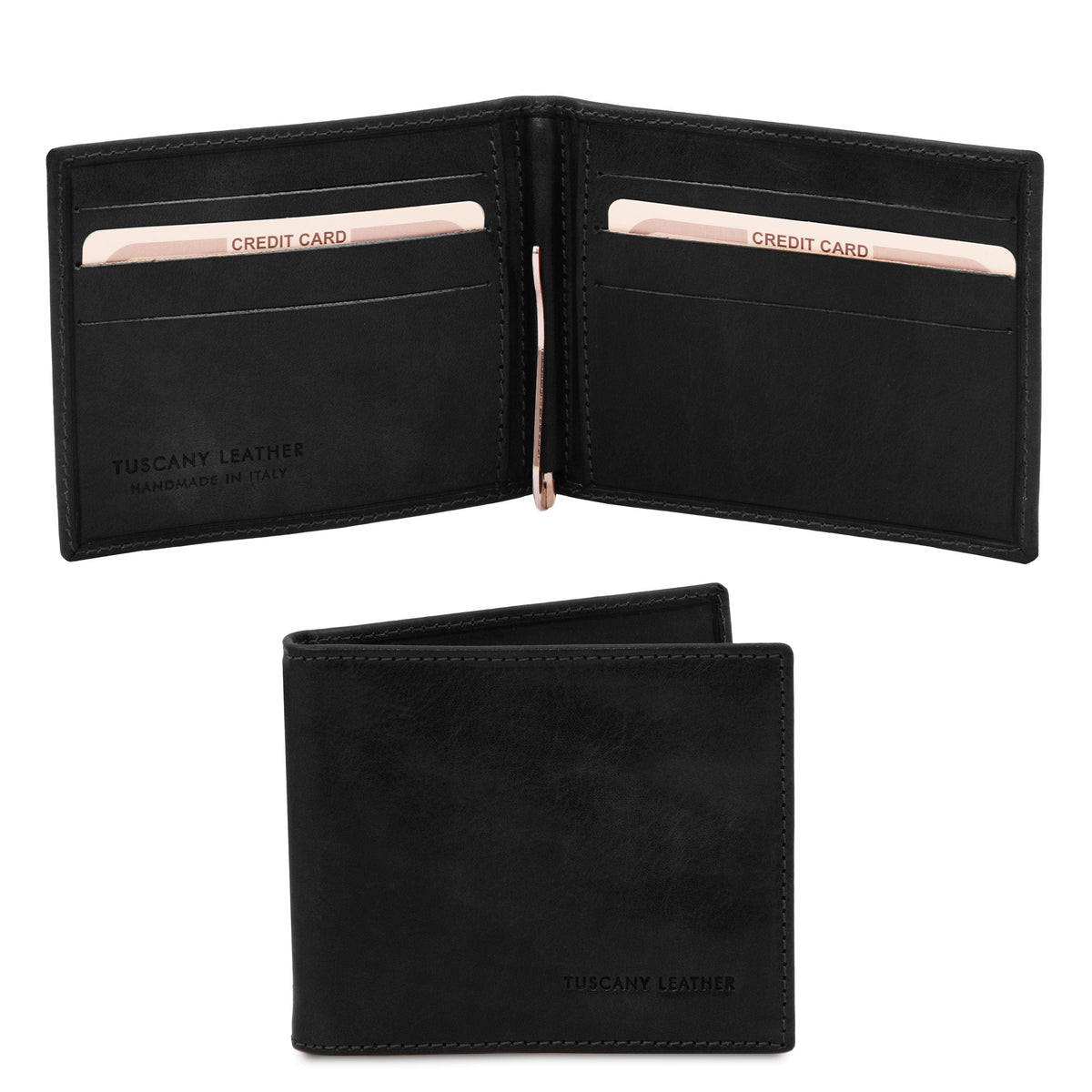 Leather wallets for men Black Exclusive leather card holder with money clip | TL142055 San Rocco Italia