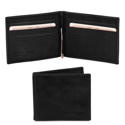 Leather wallets for men Black Exclusive leather card holder with money clip | TL142055 San Rocco Italia