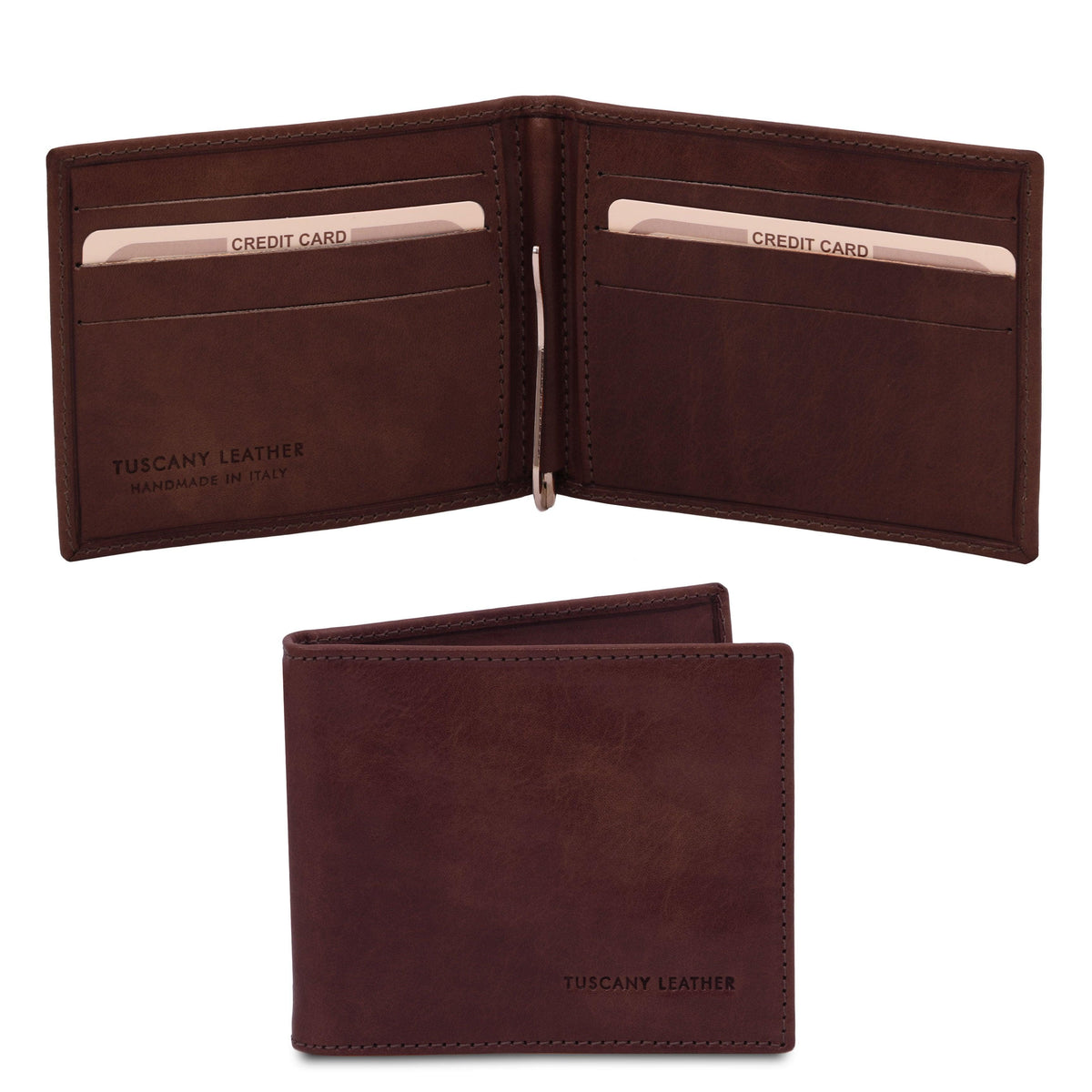 Leather wallets for men Dark Brown Exclusive leather card holder with money clip | TL142055 San Rocco Italia