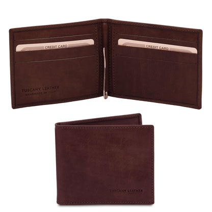 Leather wallets for men Dark Brown Exclusive leather card holder with money clip | TL142055 San Rocco Italia