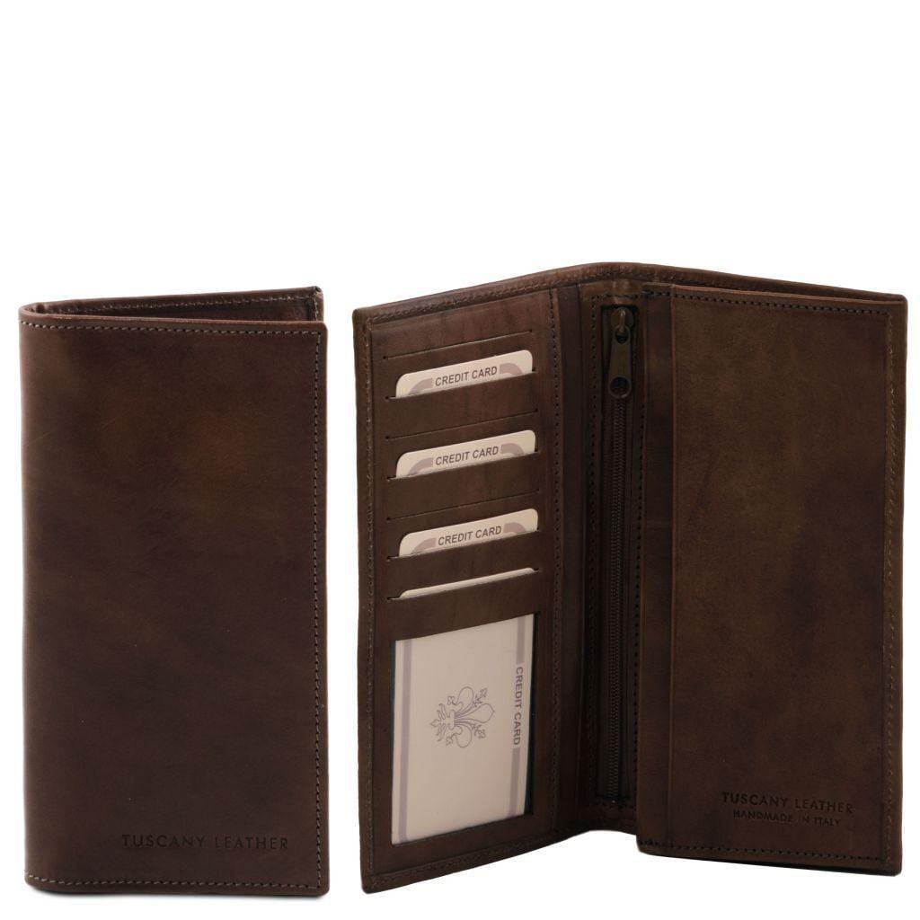 Carteras de piel para hombre Marrón oscuro Cartera exclusiva vertical de piel para hombre, bíptica | TL140777 San Rocco Italia