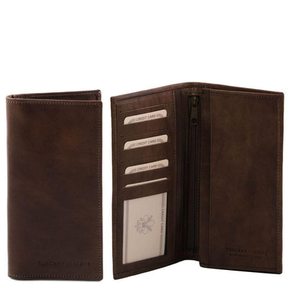 Carteras de piel para hombre Marrón oscuro Cartera exclusiva vertical de piel para hombre, bíptica | TL140777 San Rocco Italia