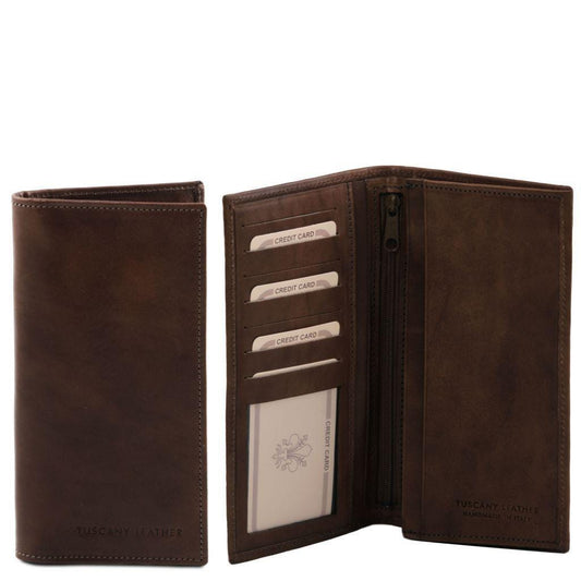 Leather wallets for men Dark Brown Exclusive vertical 2 fold leather wallet for men | TL140777 San Rocco Italia