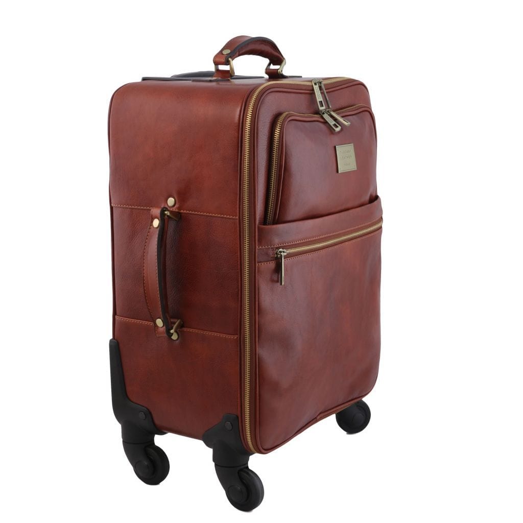 Leather Wheeled luggage TL Voyager - Vertical leather trolley with 4 wheels | TL141911 San Rocco Italia
