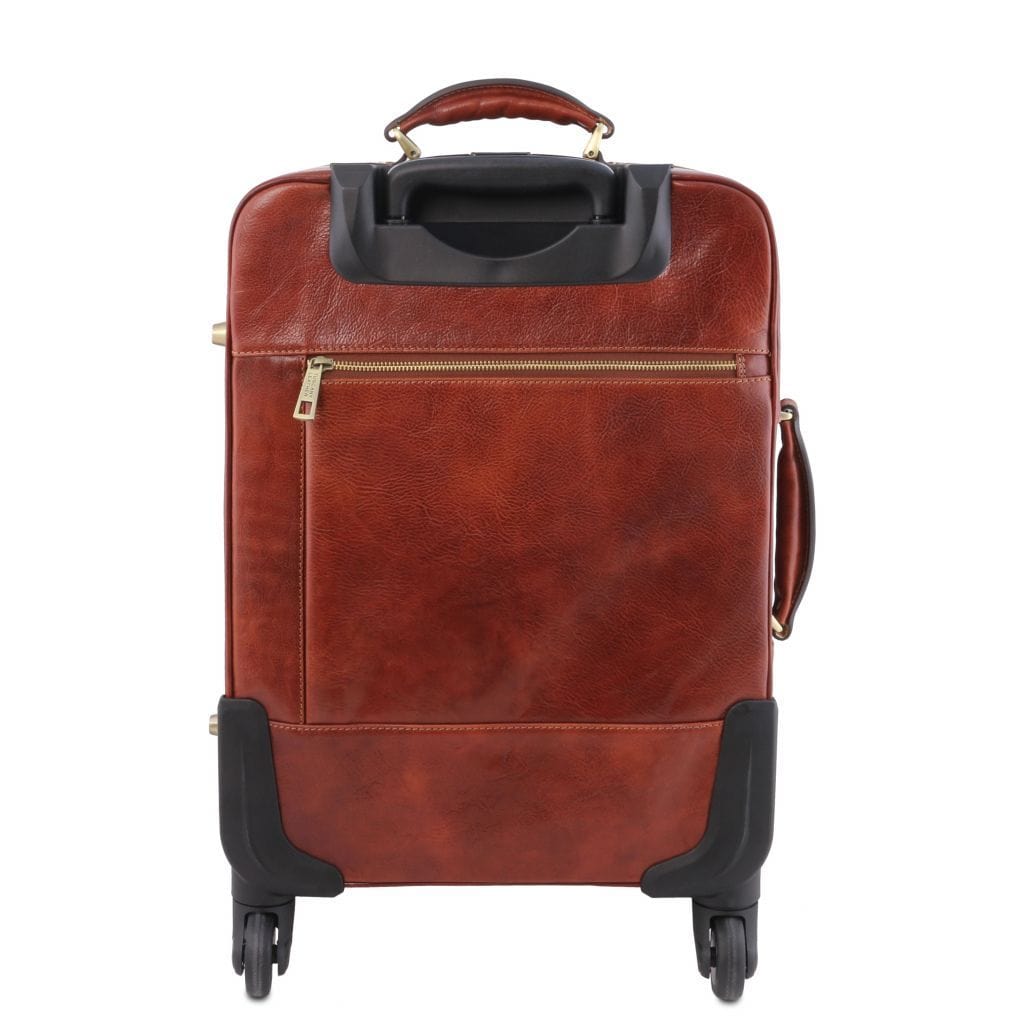 Leather Wheeled luggage TL Voyager - Vertical leather trolley with 4 wheels | TL141911 San Rocco Italia