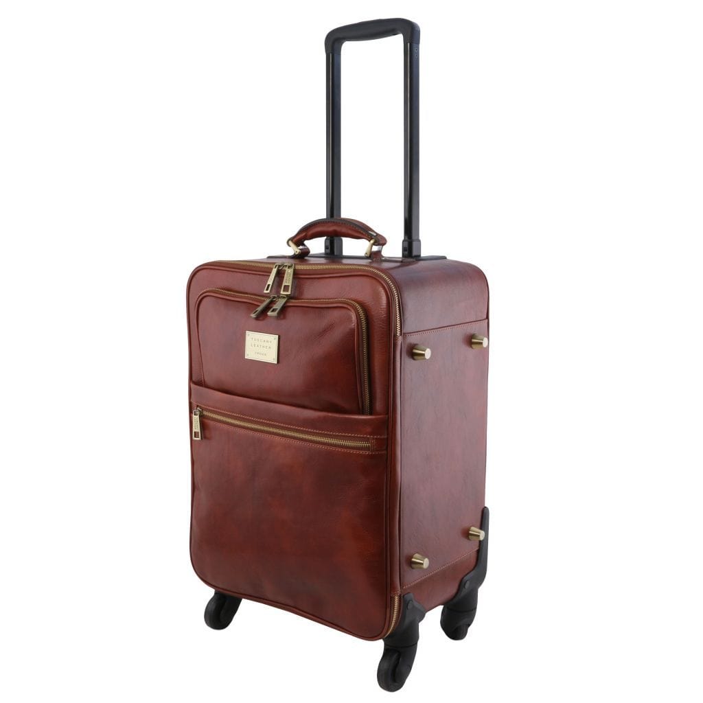 Leather Wheeled luggage TL Voyager - Vertical leather trolley with 4 wheels | TL141911 San Rocco Italia