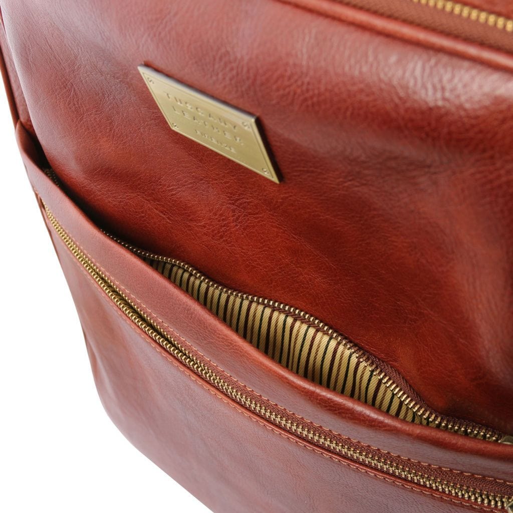 Leather Wheeled luggage TL Voyager - Vertical leather trolley with 4 wheels | TL141911 San Rocco Italia