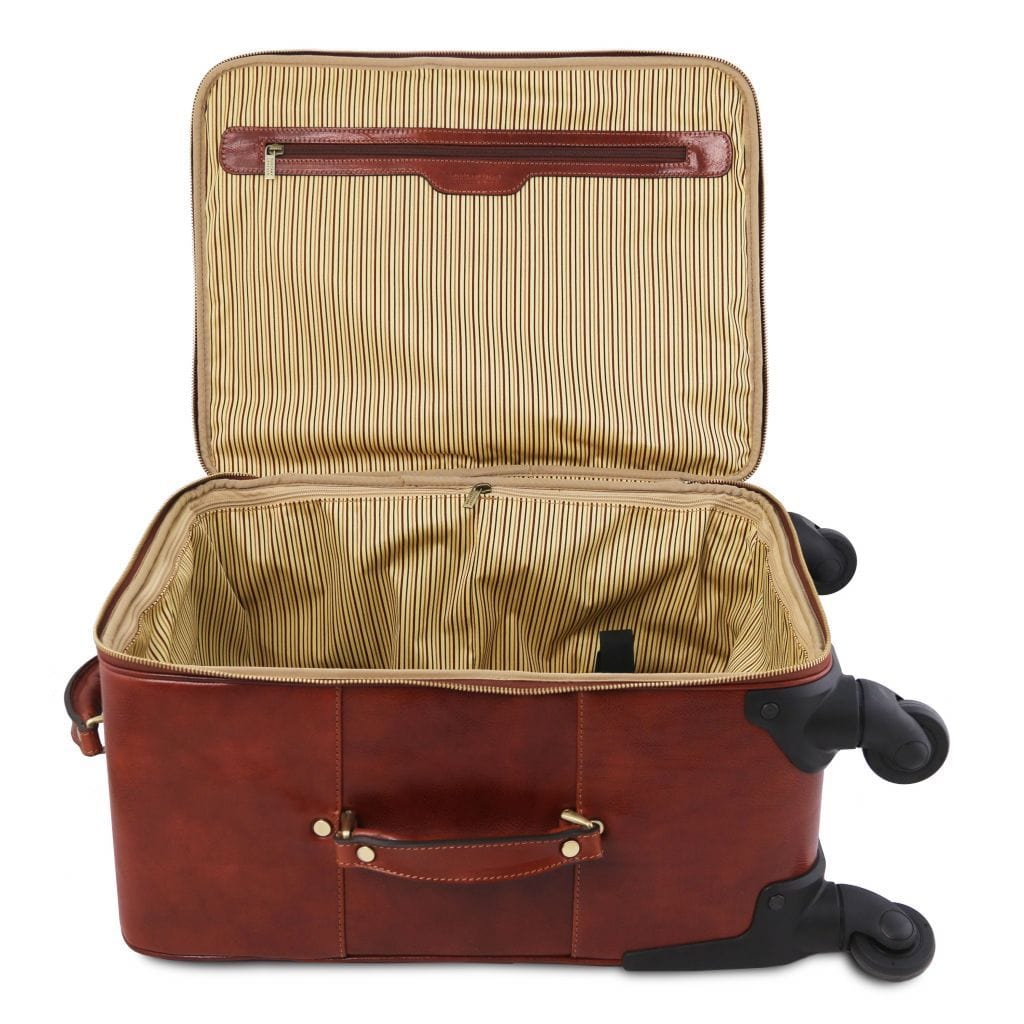 Leather Wheeled luggage TL Voyager - Vertical leather trolley with 4 wheels | TL141911 San Rocco Italia