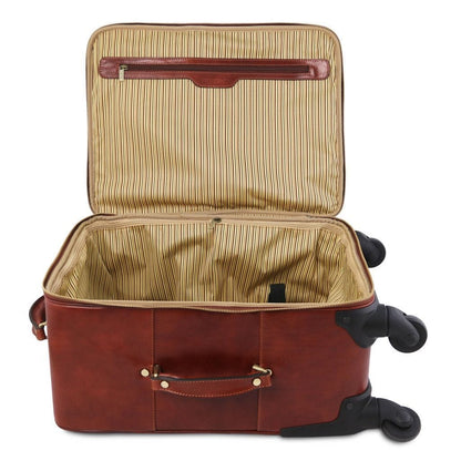 Leather Wheeled luggage TL Voyager - Vertical leather trolley with 4 wheels | TL141911 San Rocco Italia