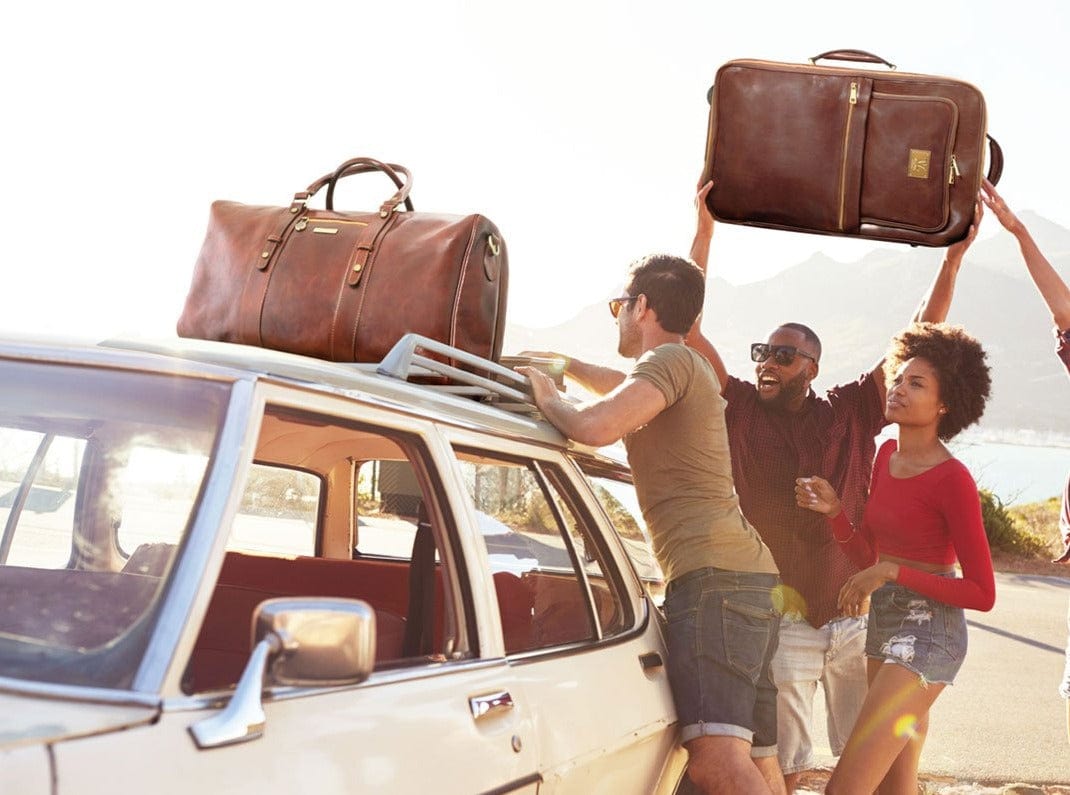 Leather Wheeled luggage TL Voyager - Vertical leather trolley with 4 wheels | TL141911 San Rocco Italia