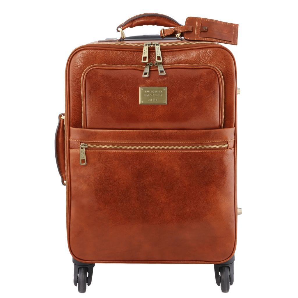 Leather Wheeled luggage Honey TL Voyager - Vertical leather trolley with 4 wheels | TL141911 San Rocco Italia