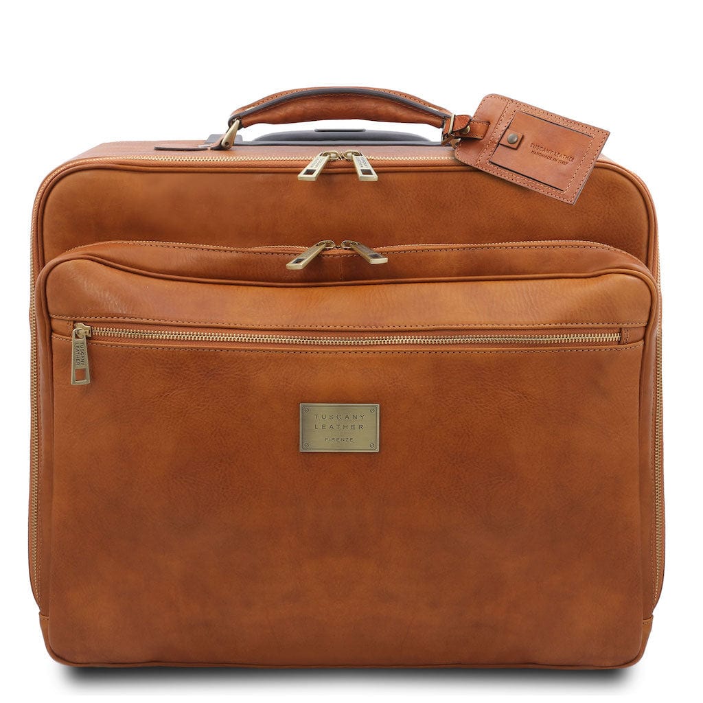Rollgepäck aus Leder Natur Varsavia - Leder-Pilotenkoffer mit zwei Rollen | TL141888 San Rocco Italia
