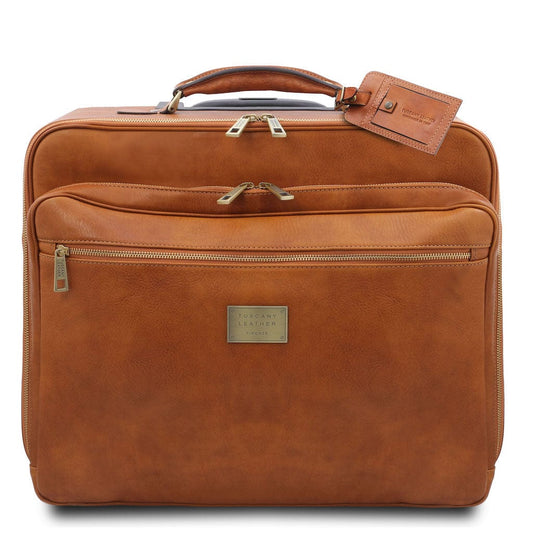 Leather Wheeled luggage Natural Varsavia - Leather pilot case with two wheels | TL141888 San Rocco Italia