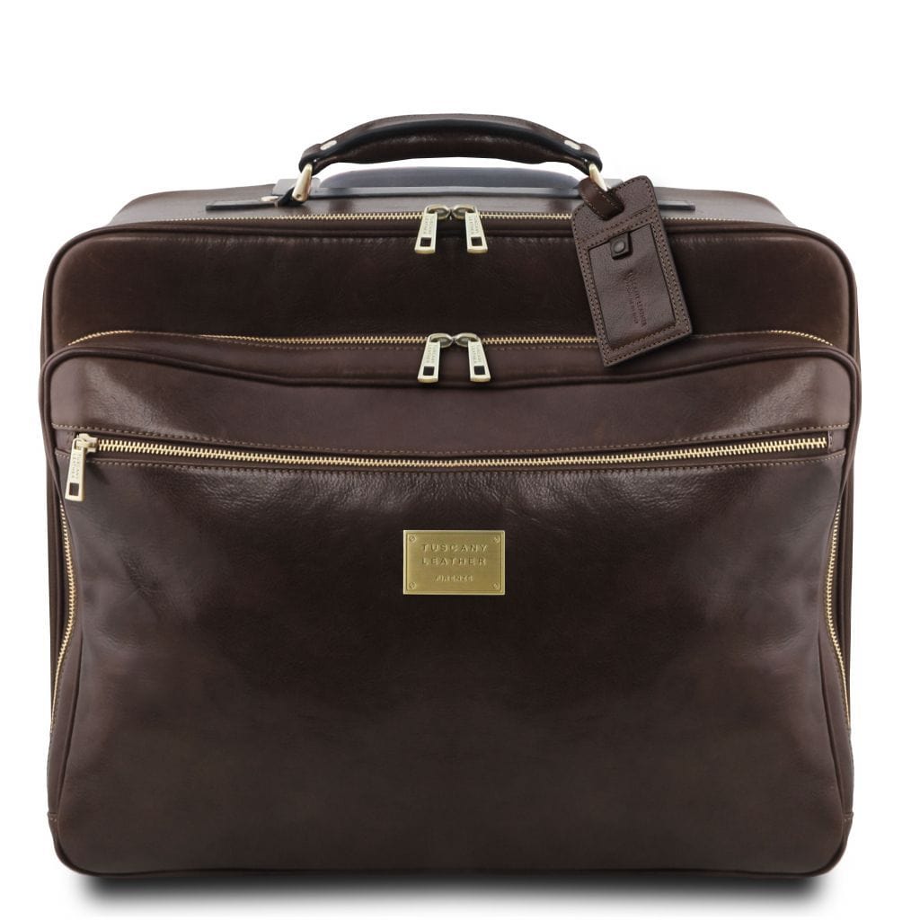 Ledergepäck mit Rollen Dunkelbraun Varsavia - Leder-Pilotenkoffer mit zwei Rollen | TL141888 San Rocco Italia