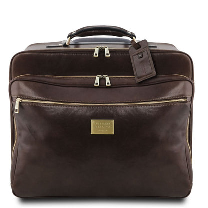 Ledergepäck mit Rollen Dunkelbraun Varsavia - Leder-Pilotenkoffer mit zwei Rollen | TL141888 San Rocco Italia