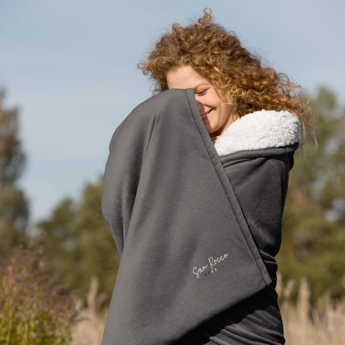 Manta Gris jaspeado Manta sherpa premium San Rocco Italia San Rocco Italia