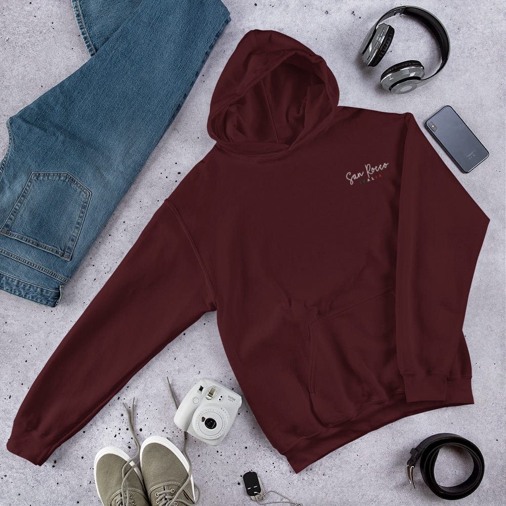 Shirts en tops Bordeauxrood / S San Rocco Italia unisex hoodie met geborduurd logo San Rocco Italia