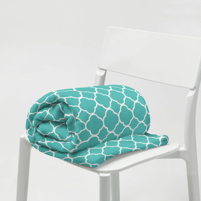 Plaid turquoise à motif quadrilobe San Rocco Italia
