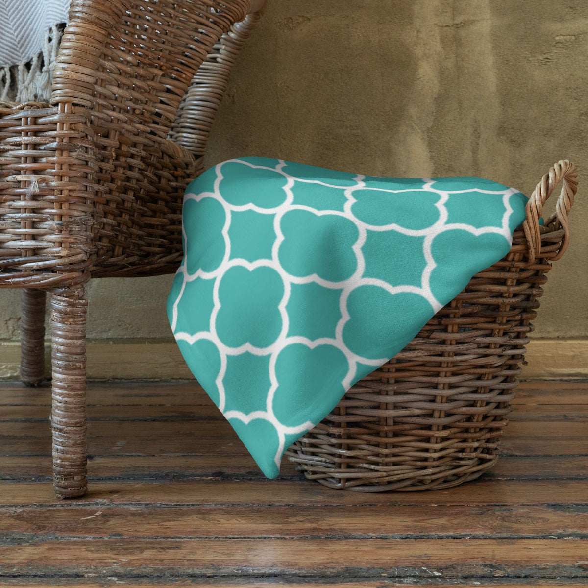 Plaid turquoise à motif quadrilobe San Rocco Italia