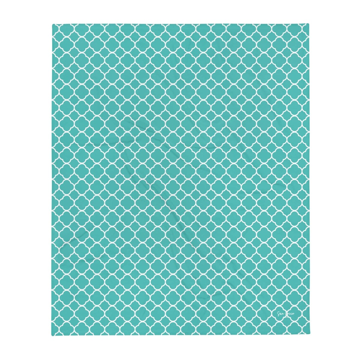 Plaid turquoise à motif quadrilobe San Rocco Italia