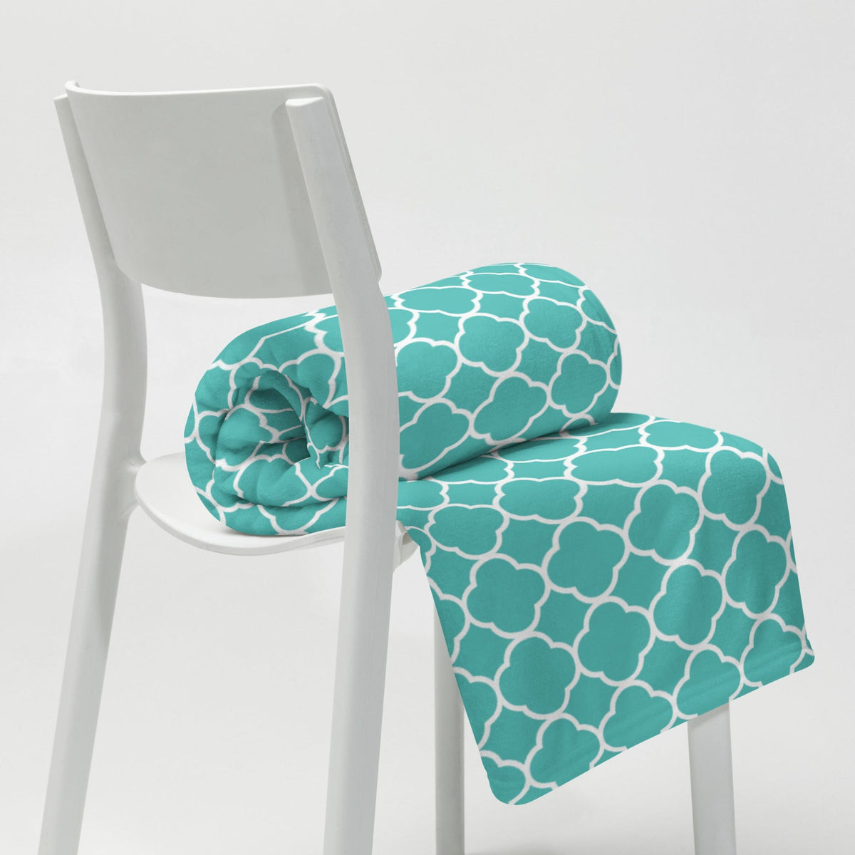 Plaid turquoise à motif quadrilobe San Rocco Italia
