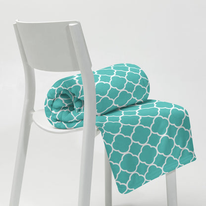 Plaid turquoise à motif quadrilobe San Rocco Italia