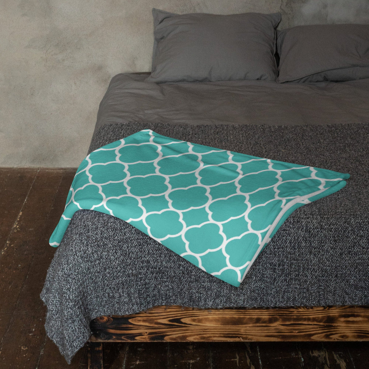 Plaid turquoise à motif quadrilobe San Rocco Italia