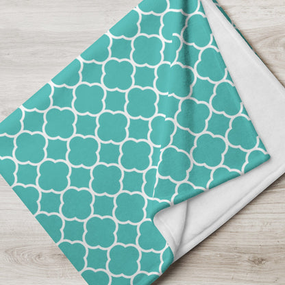 Plaid turquoise à motif quadrilobe San Rocco Italia