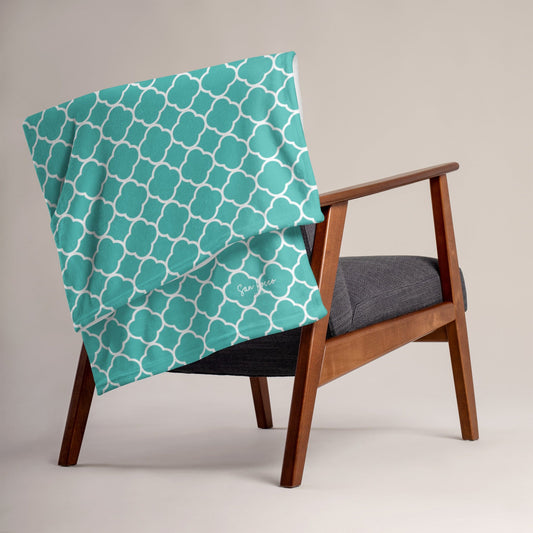 50″×60″ (127 cm x 152 cm) Turquoise Quatrefoil Throw Blanket San Rocco Italia