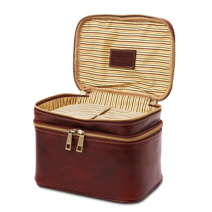 Accessoires de voyage en cuir Eliot - Trousse de toilette train case en cuir | TL142045 San Rocco Italia