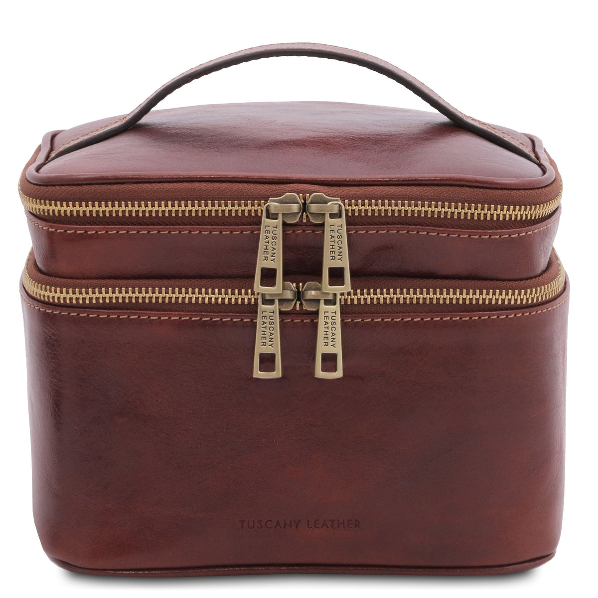 Accessoires de voyage en cuir Marron Eliot - Trousse de toilette train case en cuir | TL142045 San Rocco Italia