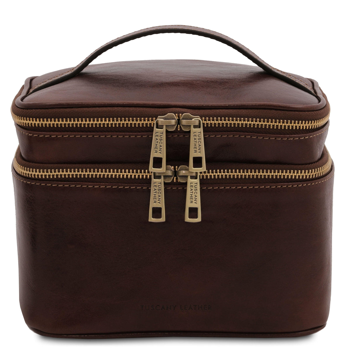 Accessoires de voyage en cuir Marron foncé Eliot - Trousse de toilette train case en cuir | TL142045 San Rocco Italia