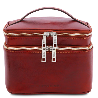 Accessoires de voyage en cuir Rouge Eliot - Trousse de toilette train case en cuir | TL142045 San Rocco Italia