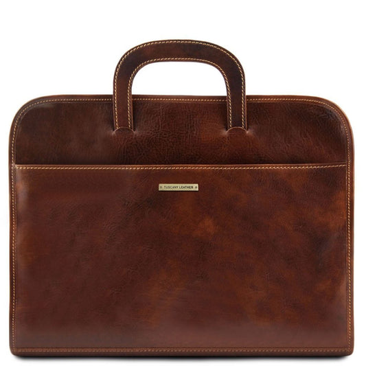 Porte-documents en cuir Brown Sorrento - Serviette porte-documents en cuir | TL141022 San Rocco Italia